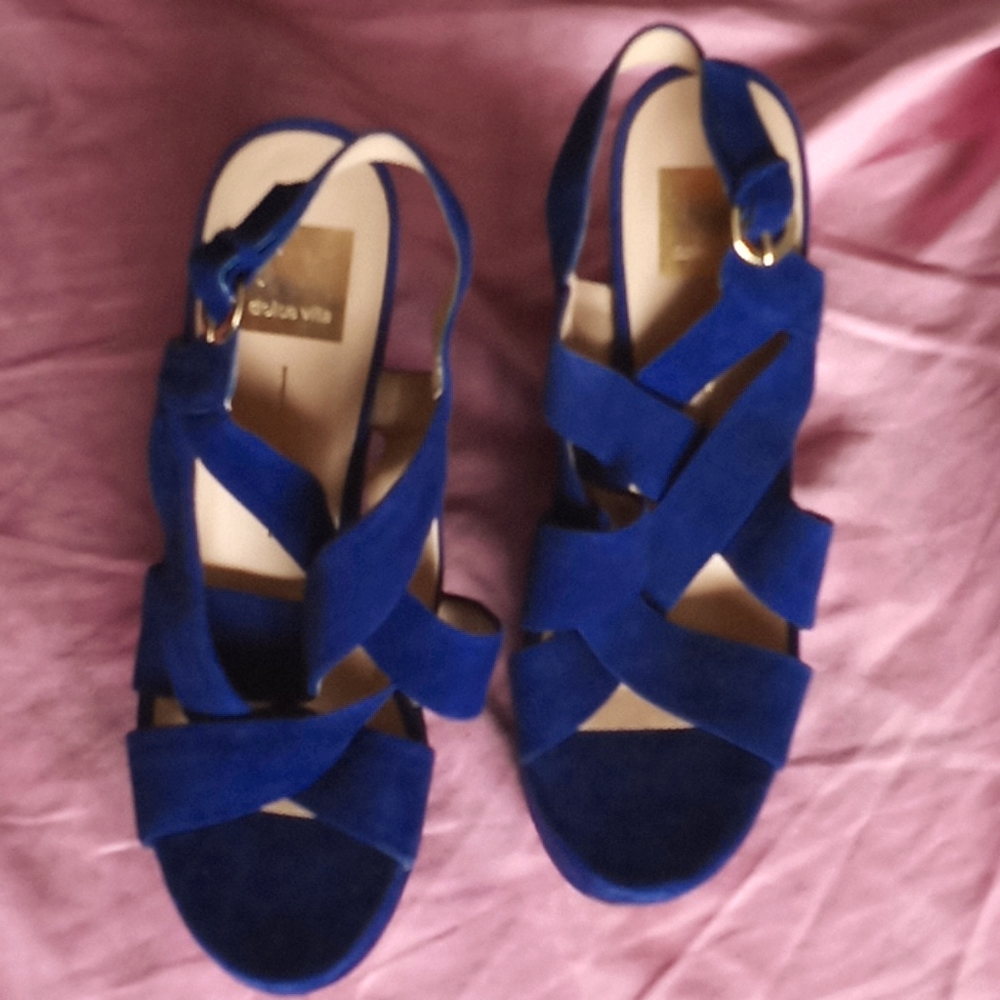 Dolce Vita blue suede wedge heels sandals size 8